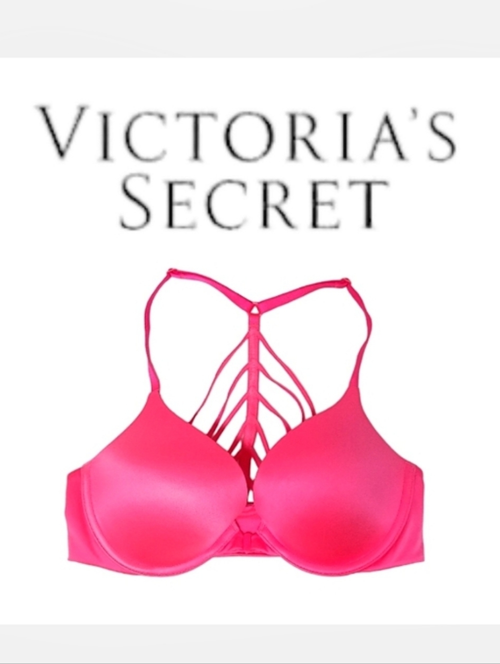 VICTORIA'S SECRET Very Sexy Push-up Bra Hot Pink Strappy Front Closure Sz 32C